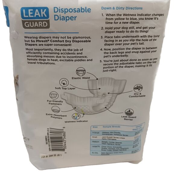 9 Dog Diapers SMALL Female In Heat Leak Dogs 8-15 Lbs Guard Disposable Open Box - Picture 6 of 10